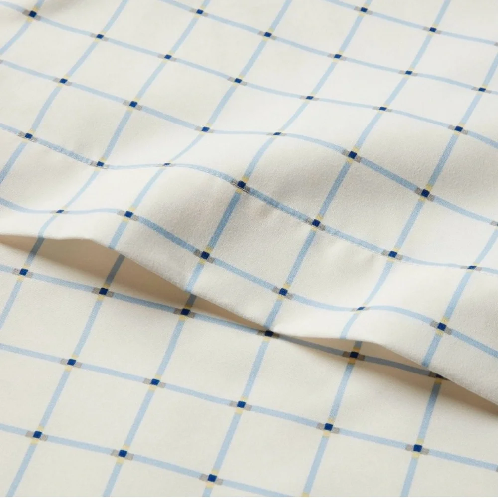 Twin/Twin Extra Long Microfiber Sheet Set Blue Grid